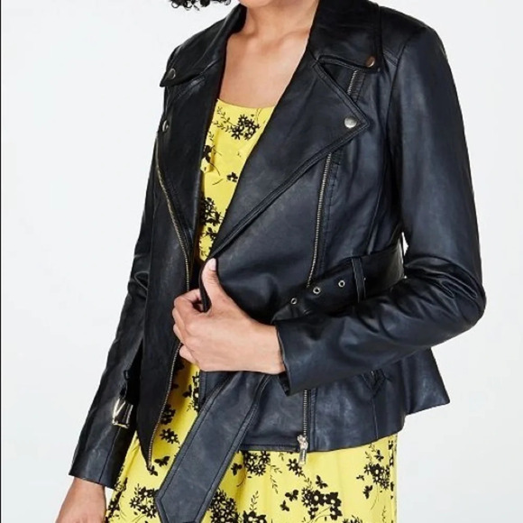 Michael Kors Jackets & Blazers - Michael Kors Belted Faux Leather Moto Jacket